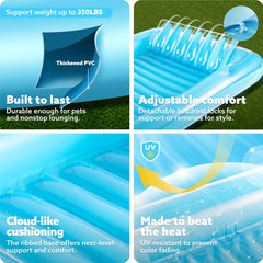 Sloosh durable PVC construction supports multiple users for shared pool fun