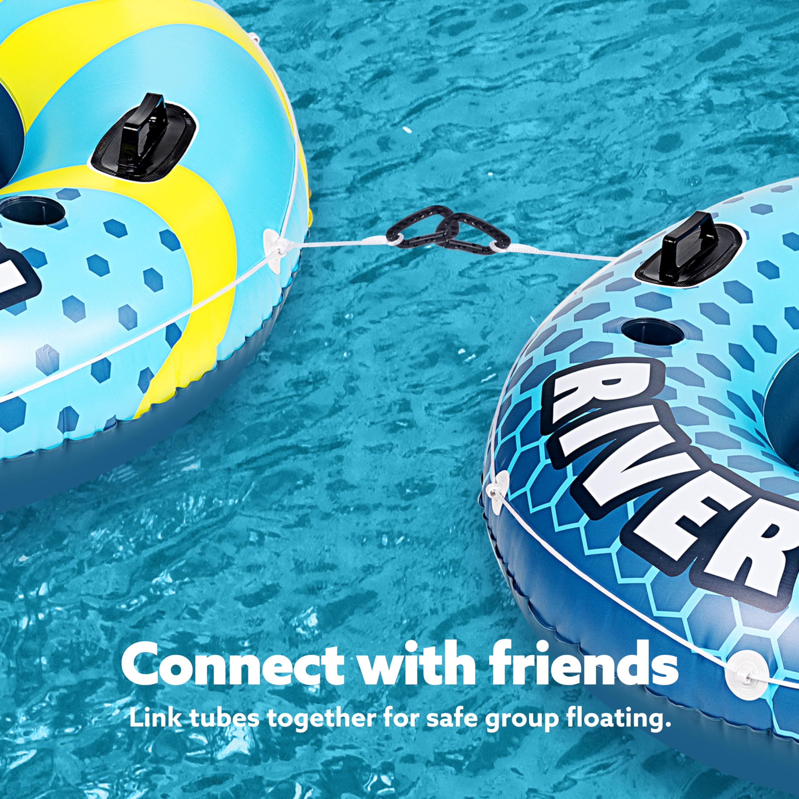 SLOOSH blue tube with built-in cup holders for drinks