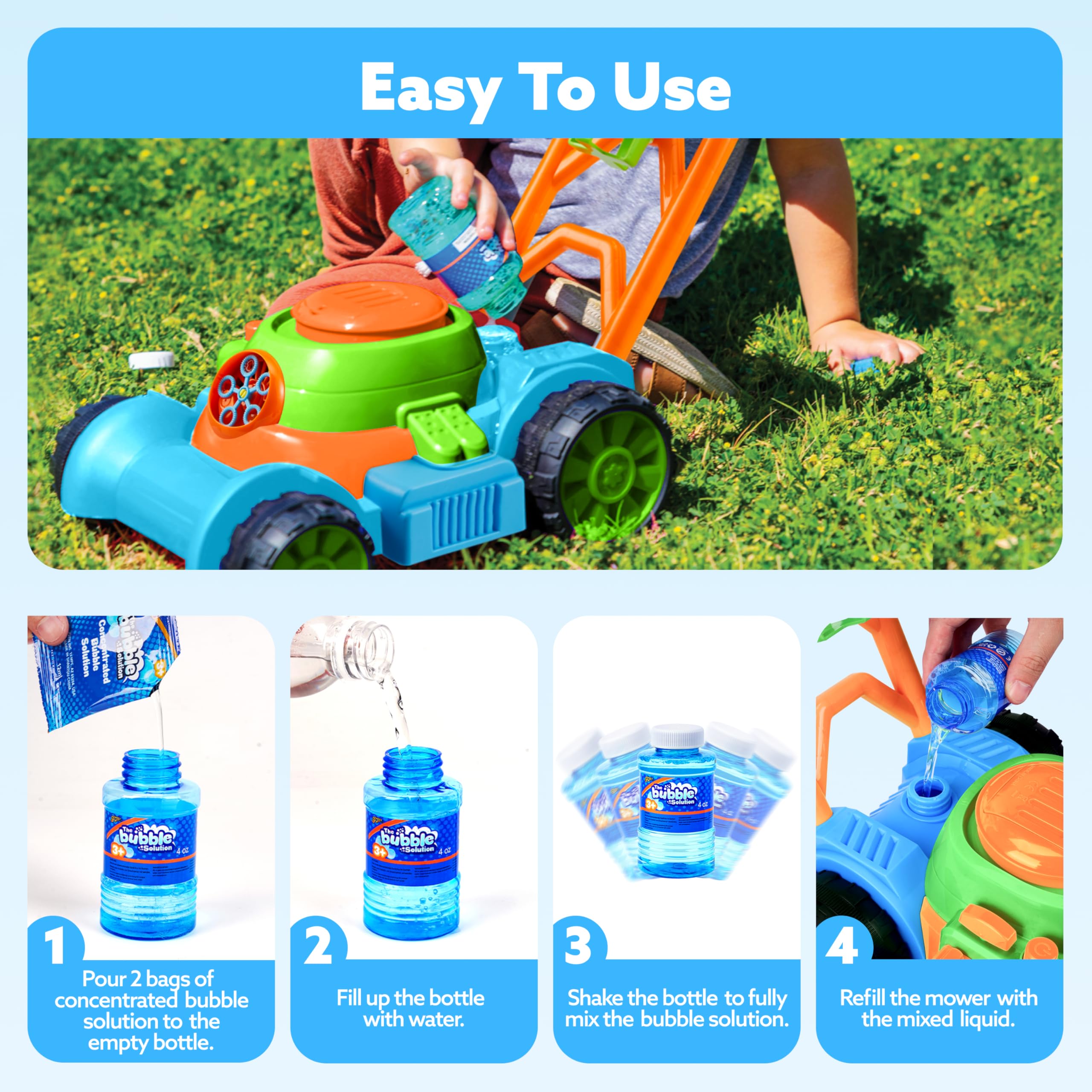 SLOOSH Lawn Mower instruction sheet helps quick setup at home.