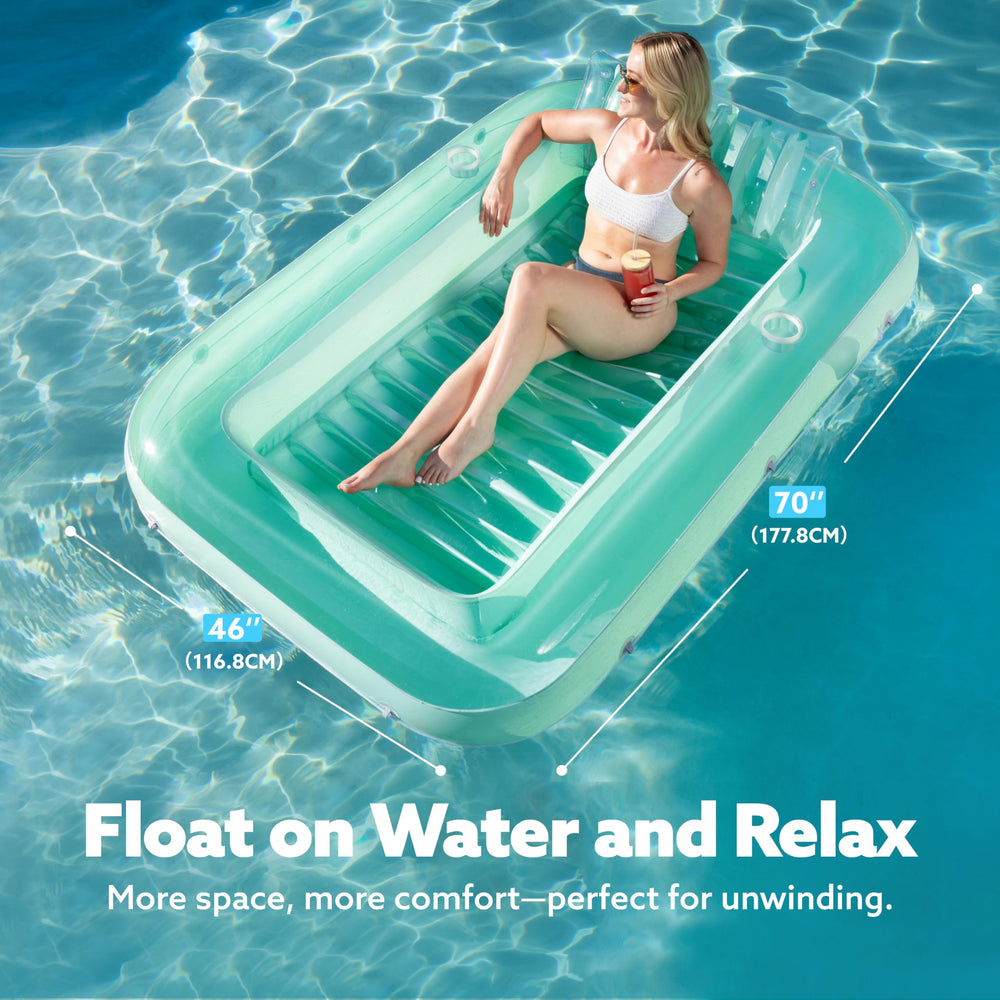 Sloosh inflatable tanning pool lounger pillow provides removable head support for sunbathing