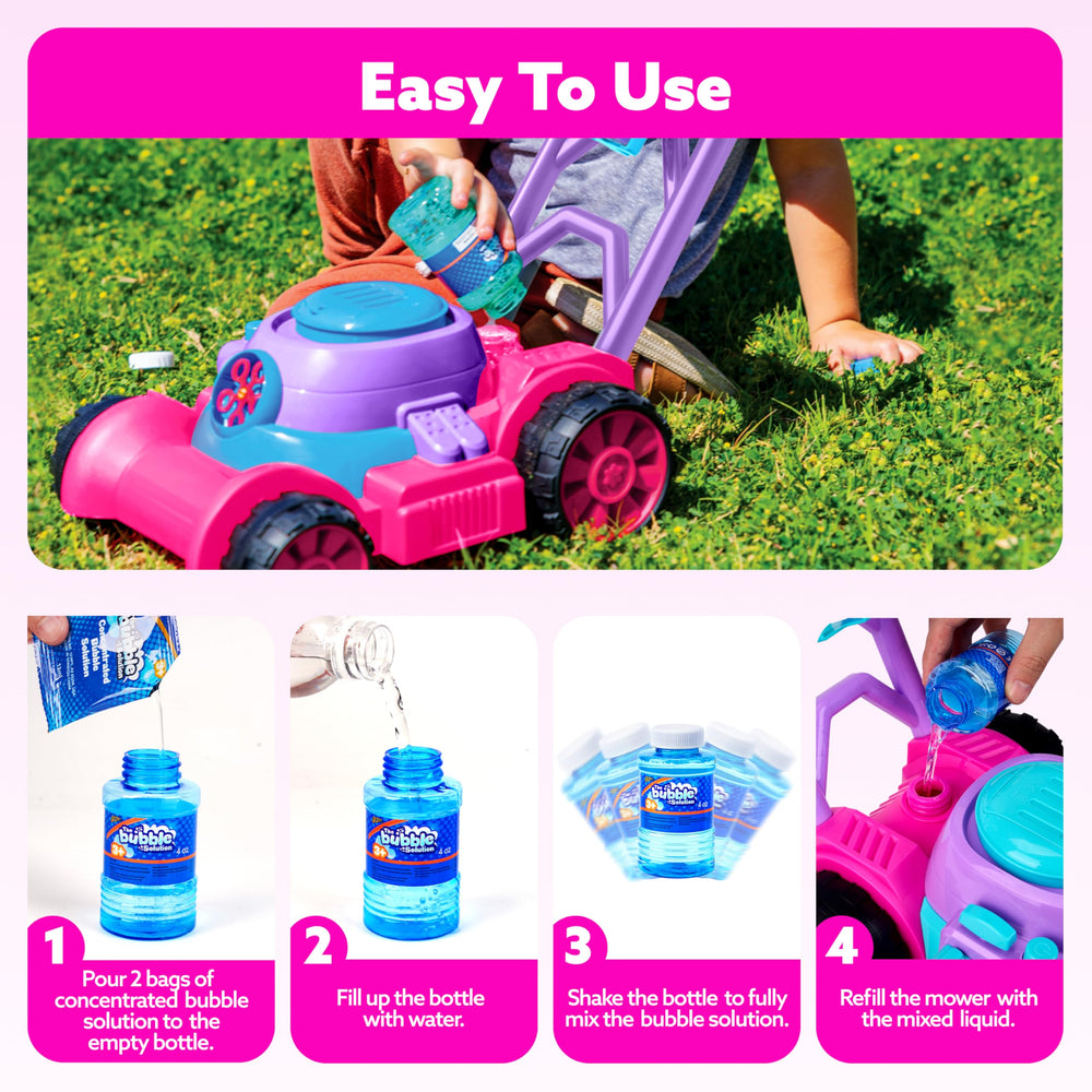 Sloosh pink lawn mower design suitable for indoor and outdoor use