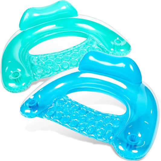 Sloosh pool chair with headrest and cupholders in blue-green set for lounging.