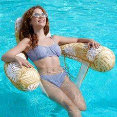 Sloosh pool float chair for adults doubles as portable floating hammock.