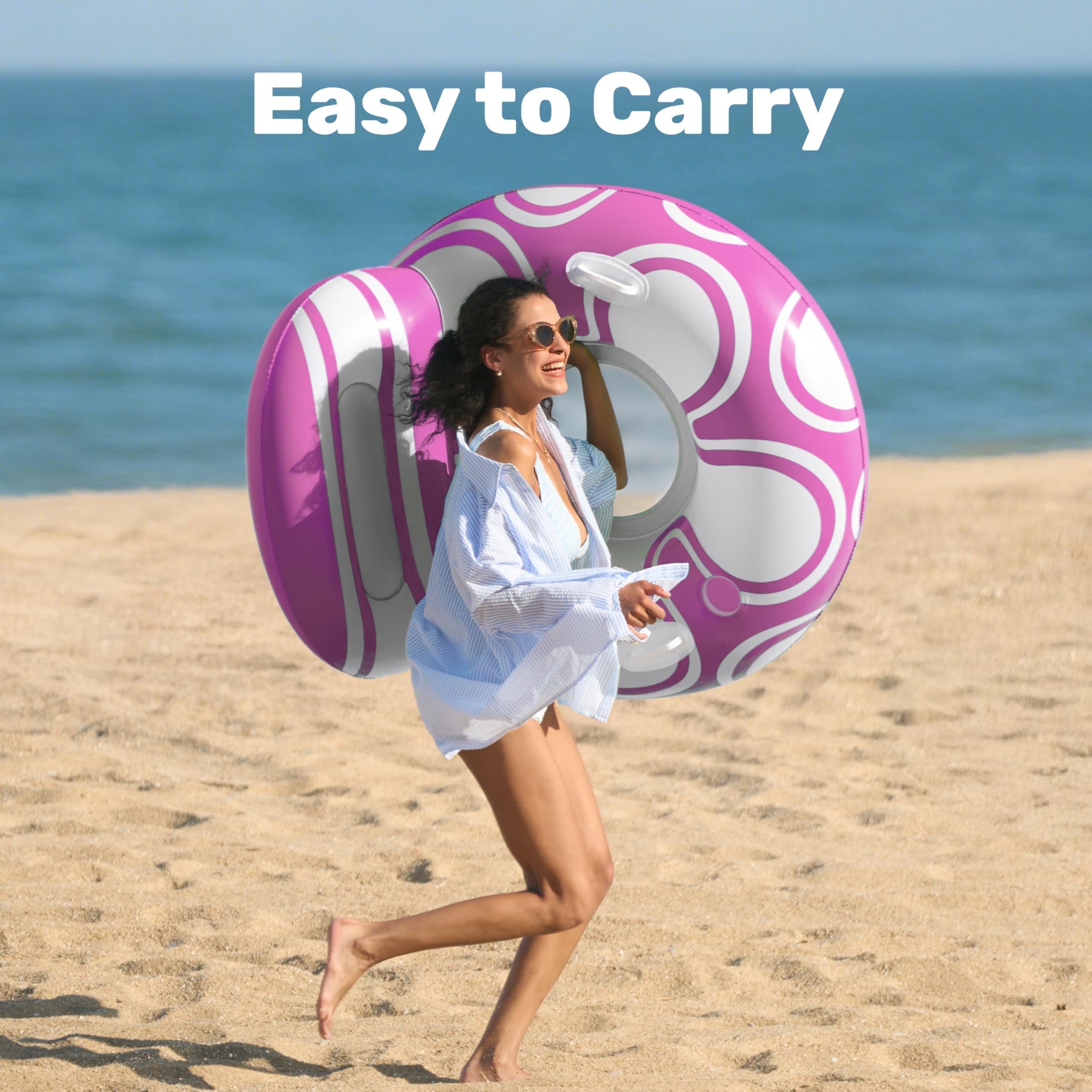 Sloosh pool lounger with two handles for easy transport and placement.