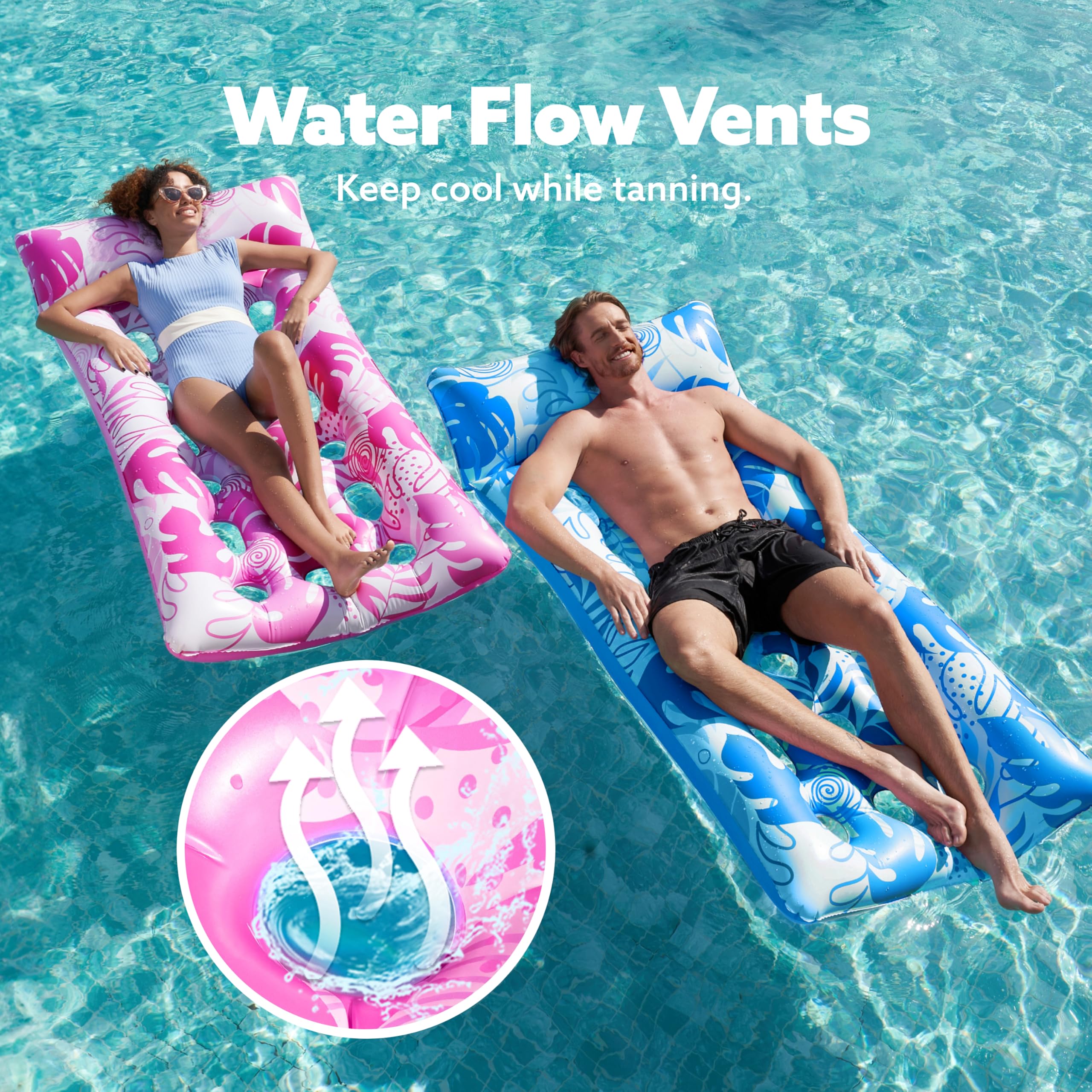 Sloosh pool float showing water flow vents for cooling.