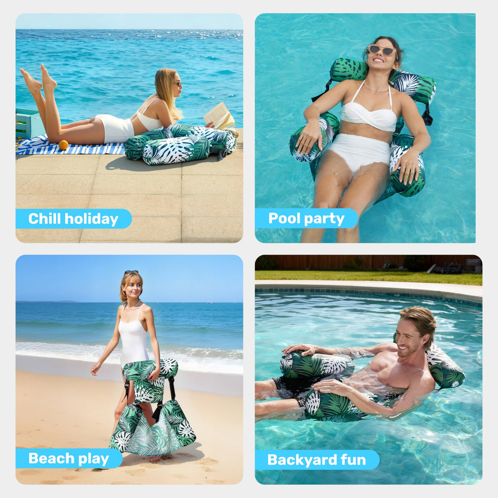 Sloosh pool floats chair setup and inflation demonstration