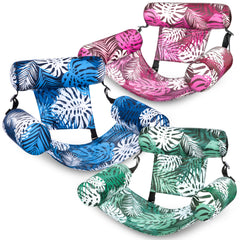 Sloosh pool floats chairs adult 3-pack with tropical leaves design for relaxed pool days.