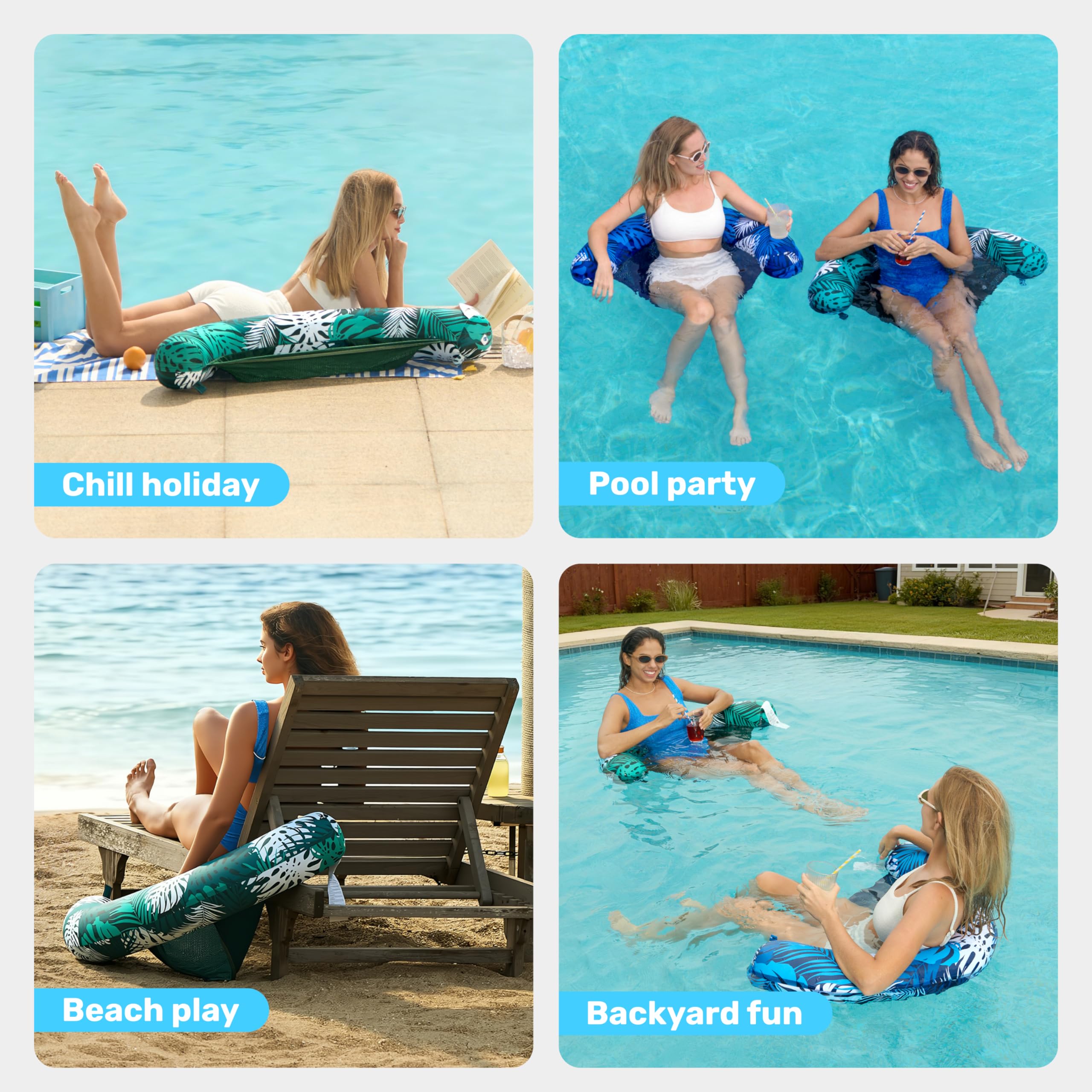 Sloosh tropical leaves design enhances poolside ambiance