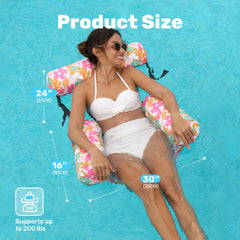 Sloosh tropical flower pattern float perfect for pool parties and lake days.