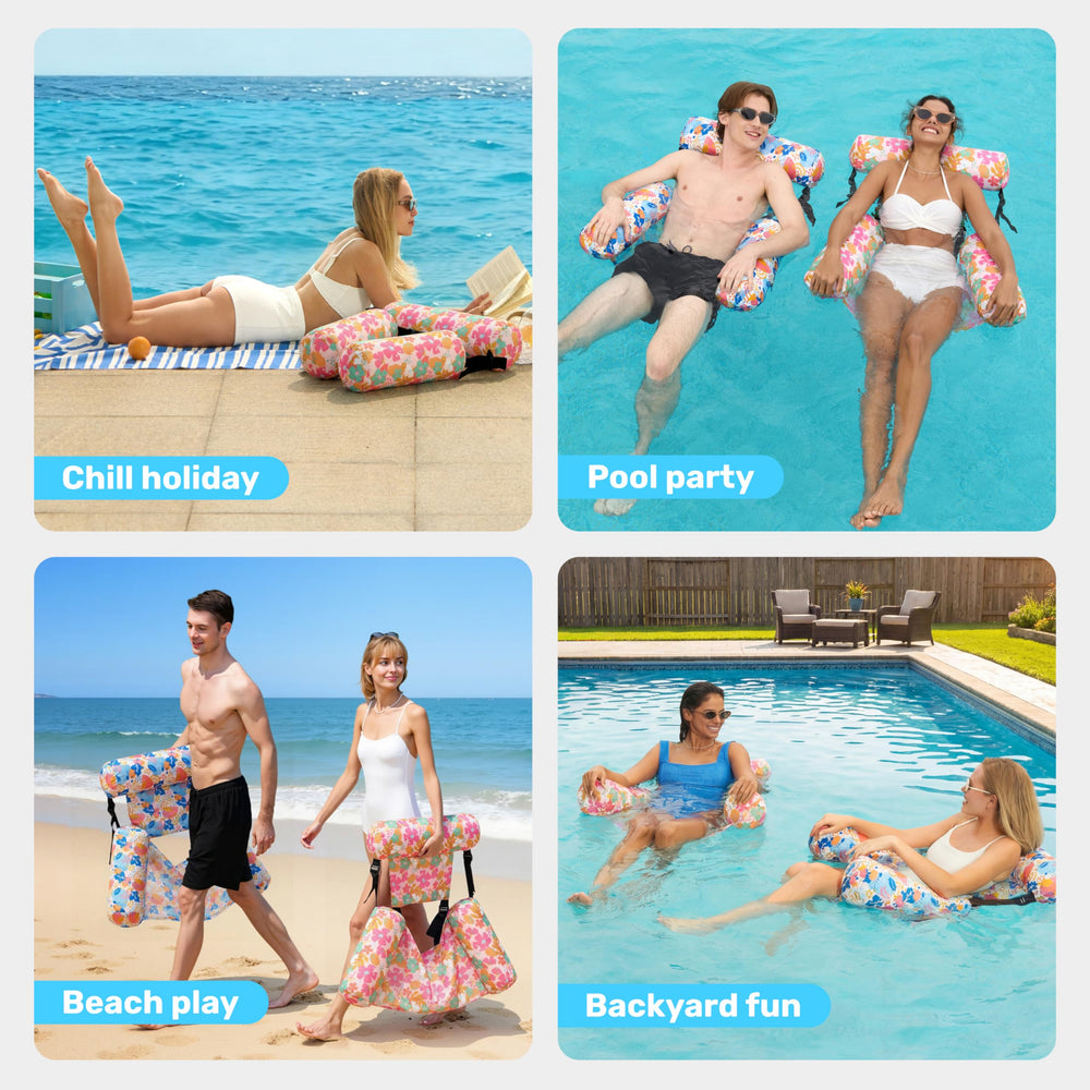Sloosh durable PVC float with flower motif for long-lasting use.