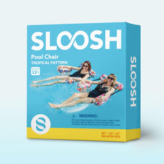Sloosh inflatable water chair with flower design ready to roll up.