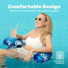 Sloosh tropical-design floats elevate pool party aesthetics