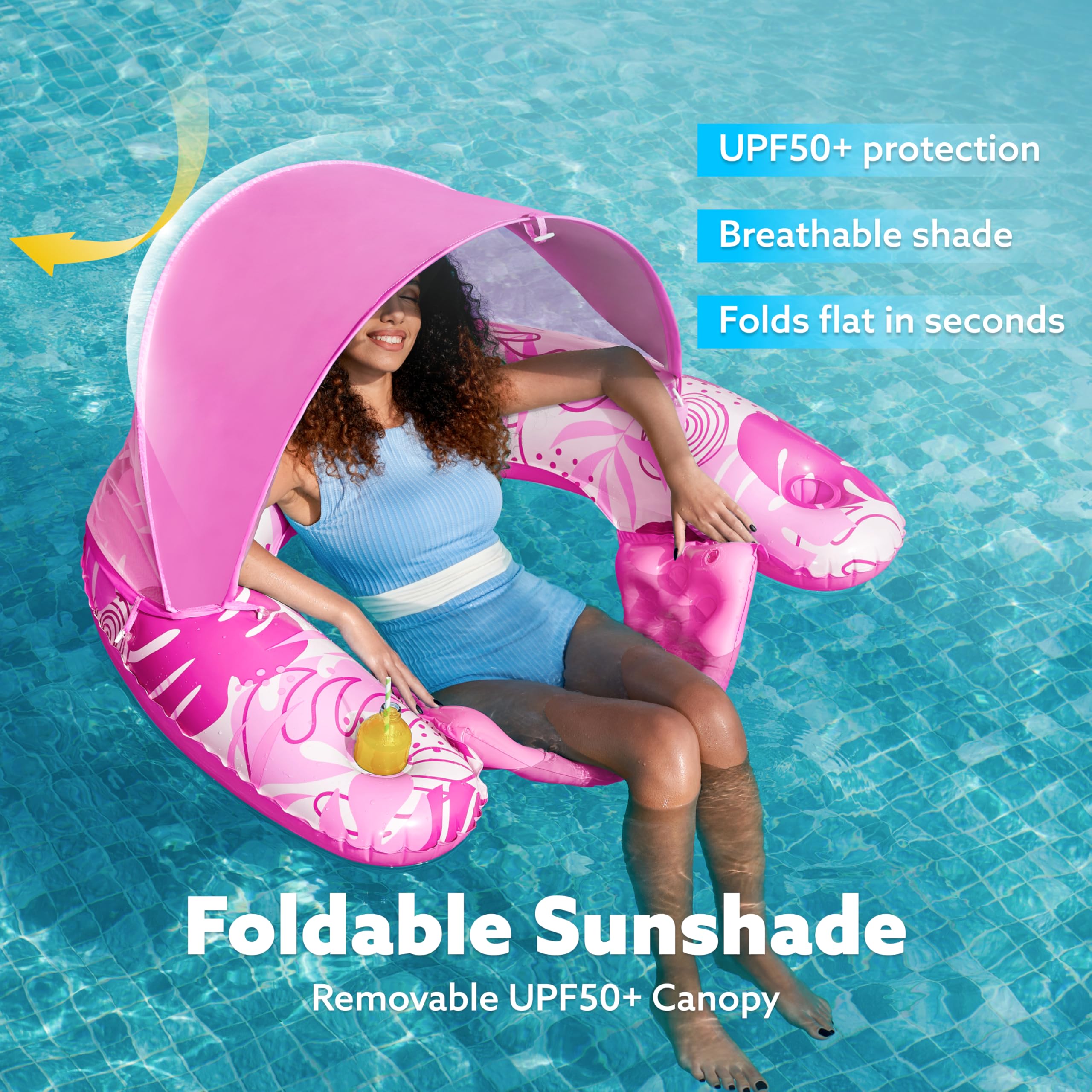 Sloosh pool floats headrest pink offers comfortable neck support by the water.