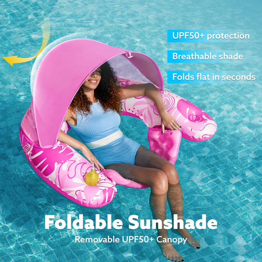 Sloosh pool floats headrest pink offers comfortable neck support by the water.