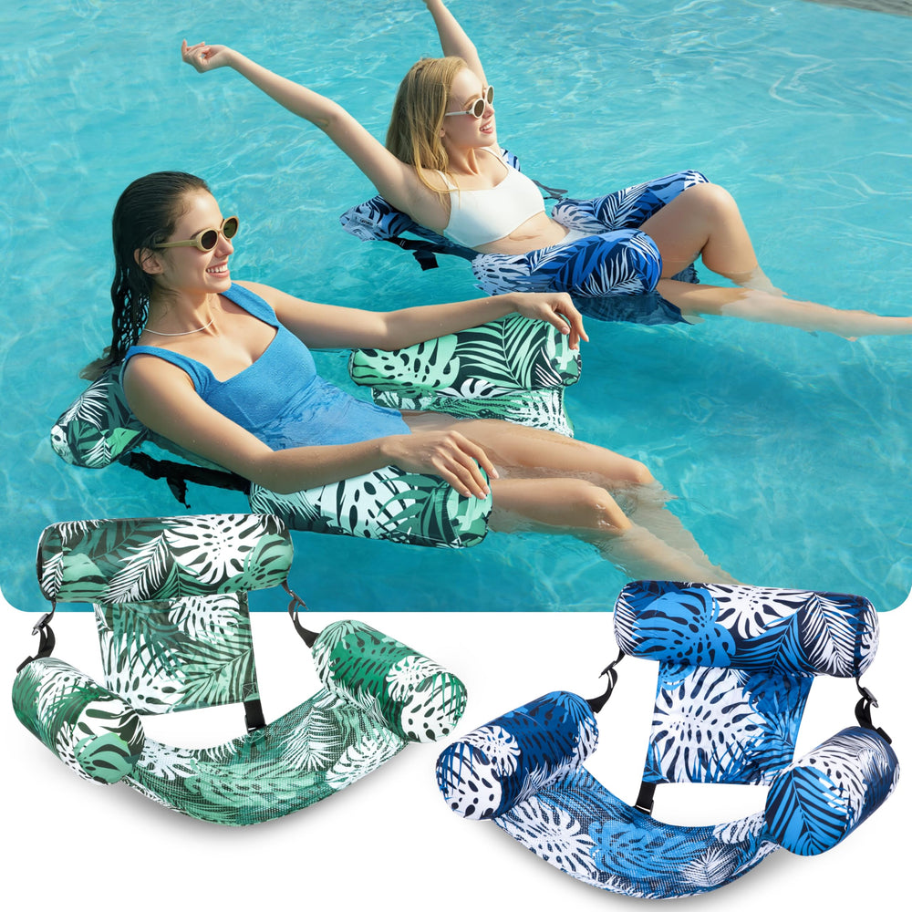 Sloosh pool floats with soft fabric-covered seats for comfortable lounging