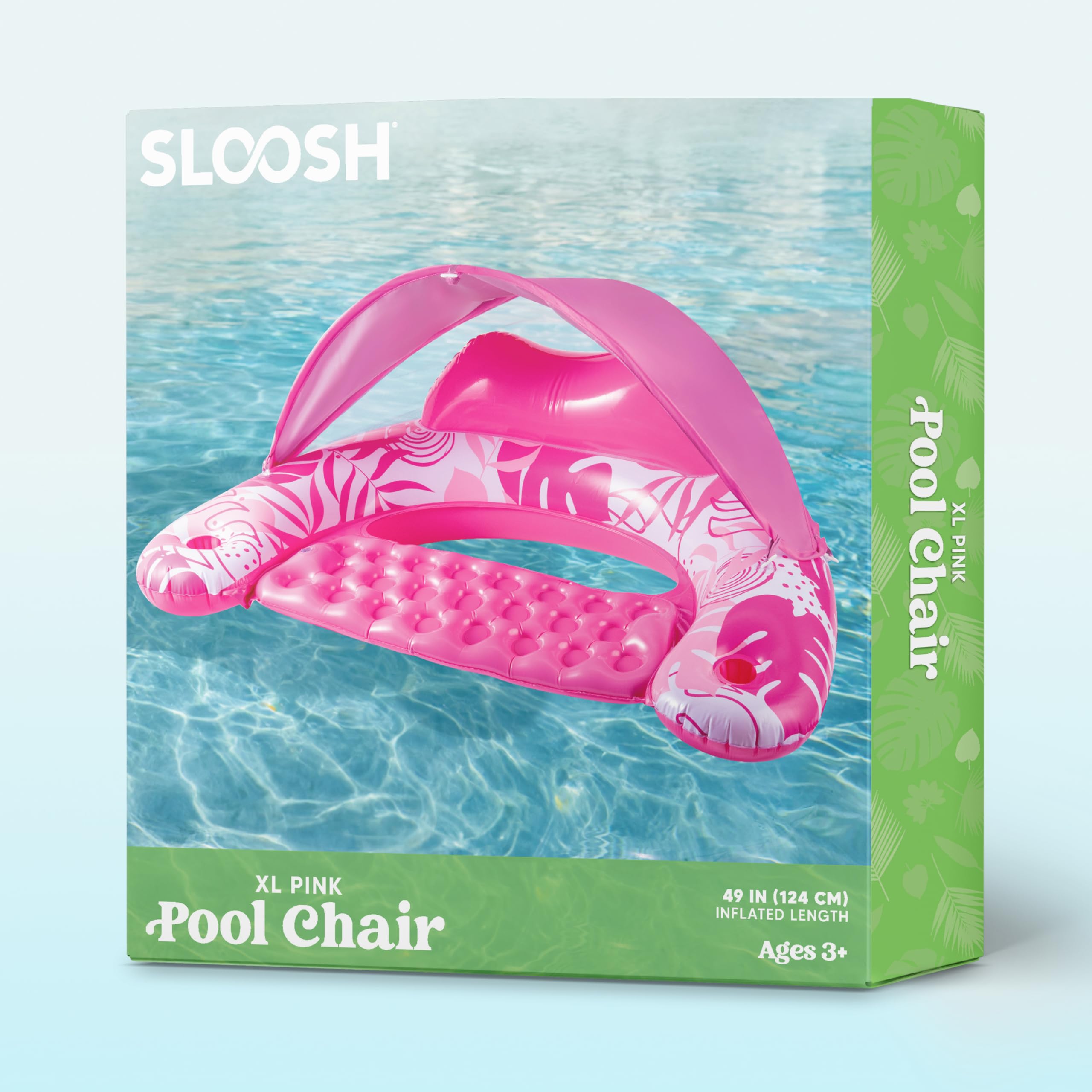 Sloosh pool floats tropical design pink enhances poolside style during sunny days.