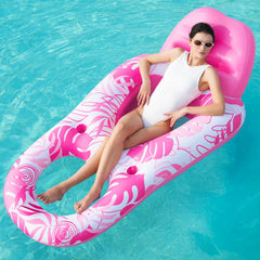 Sloosh pink backrest pool lounge float providing extra comfort for poolside lounging