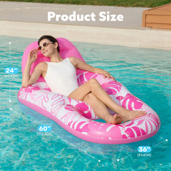 Sloosh pink tropical leaves design on pool float adds modern style