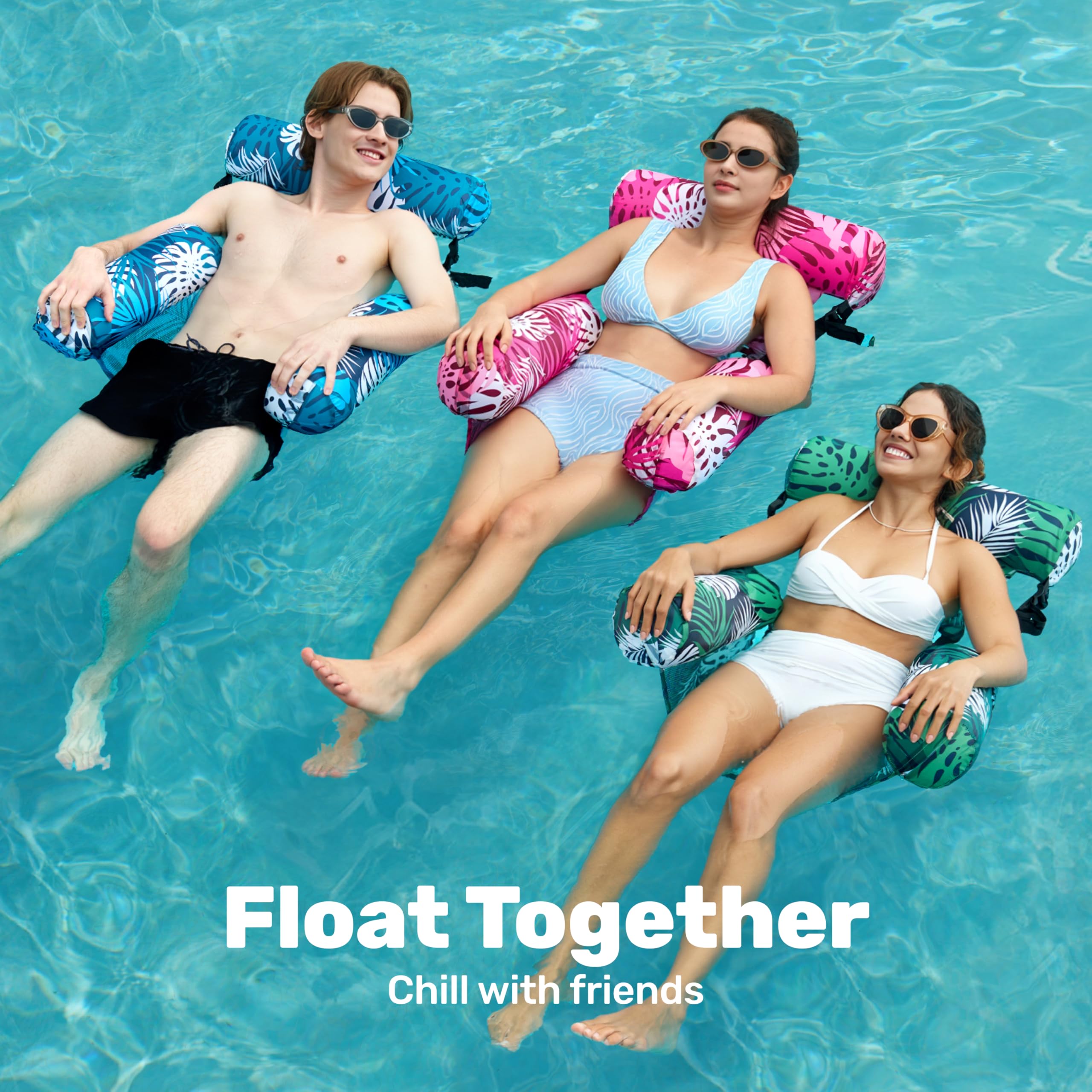Sloosh pool noodle floats offer stability for cooling off and lounging.