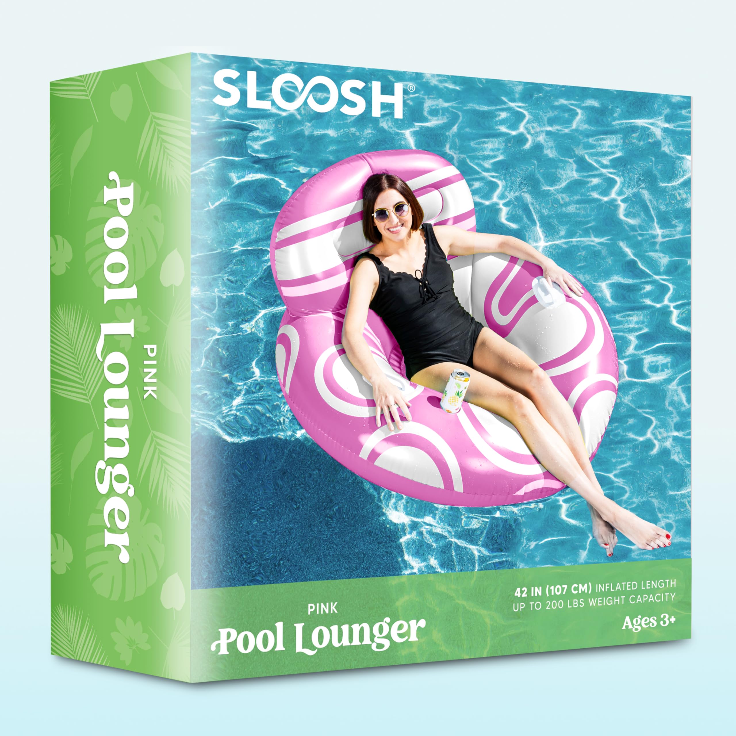 Sloosh inflatable pool float chair designed for adults with comfortable backrest.