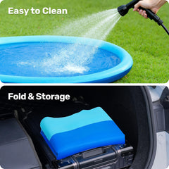Portable Sloosh splash pad designed for park, beach, or backyard adventures.