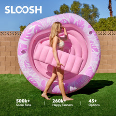 Sloosh 4-in-1 round design blends tanning and lounging into one float.