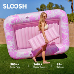 Sloosh portable oversized tanning pool float ideal for beach or pool use.