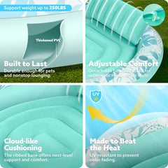 Sloosh portable sunbathing pool lounge easily moves between deck, yard, or poolside