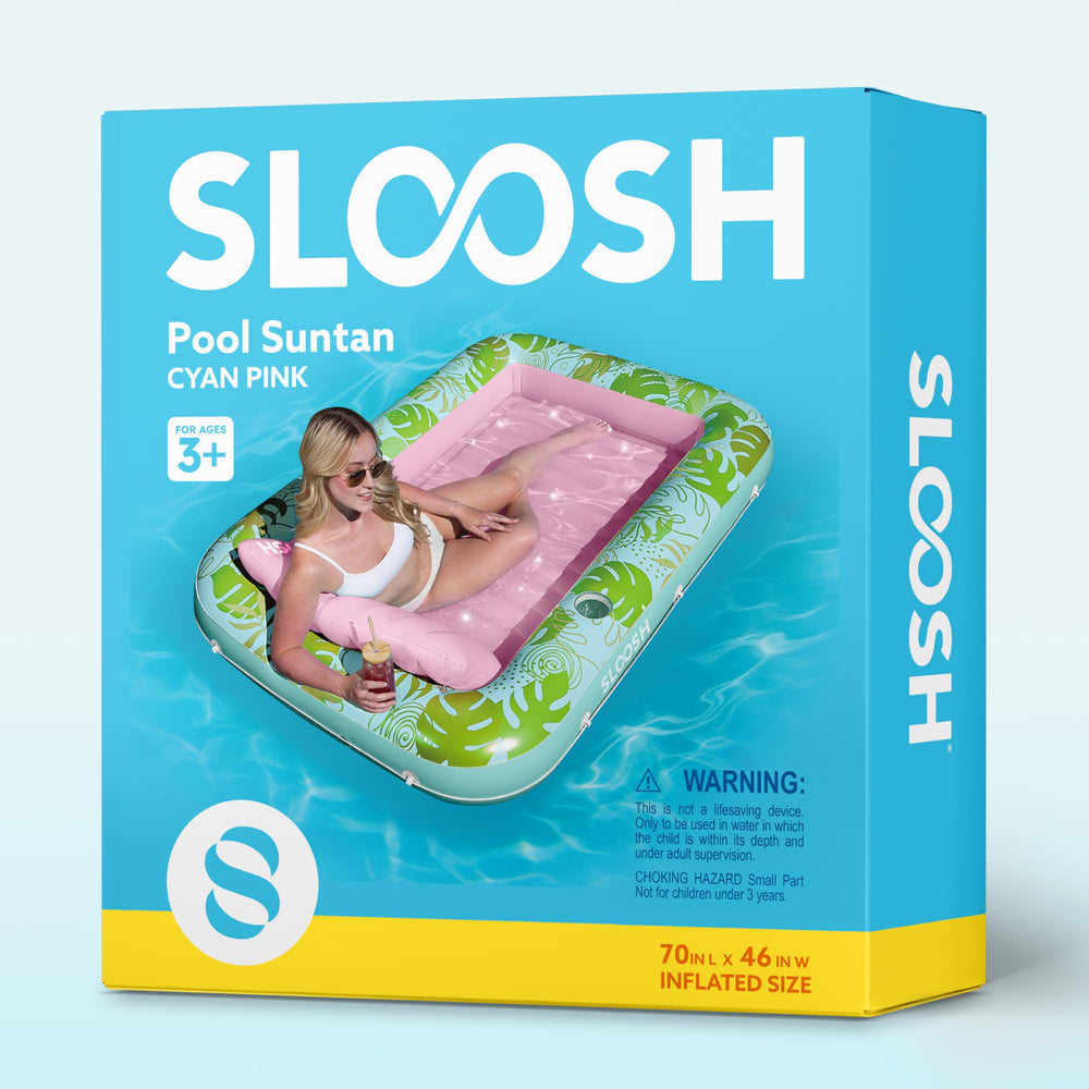 Sloosh portable tanning pool lounger for beach, pool, or lake trips.