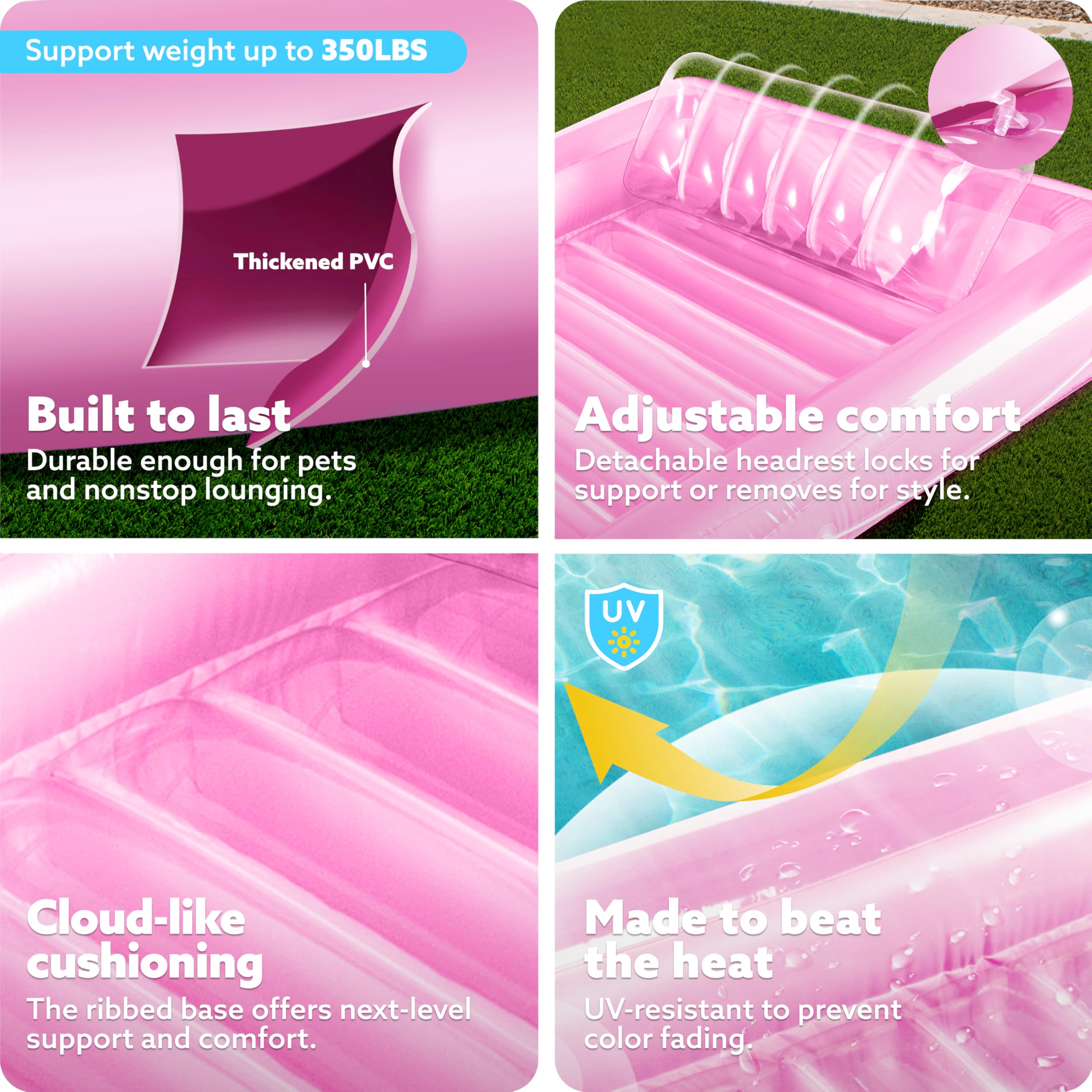 Sloosh quick-setup portable design makes any location feel like a luxury pool space.