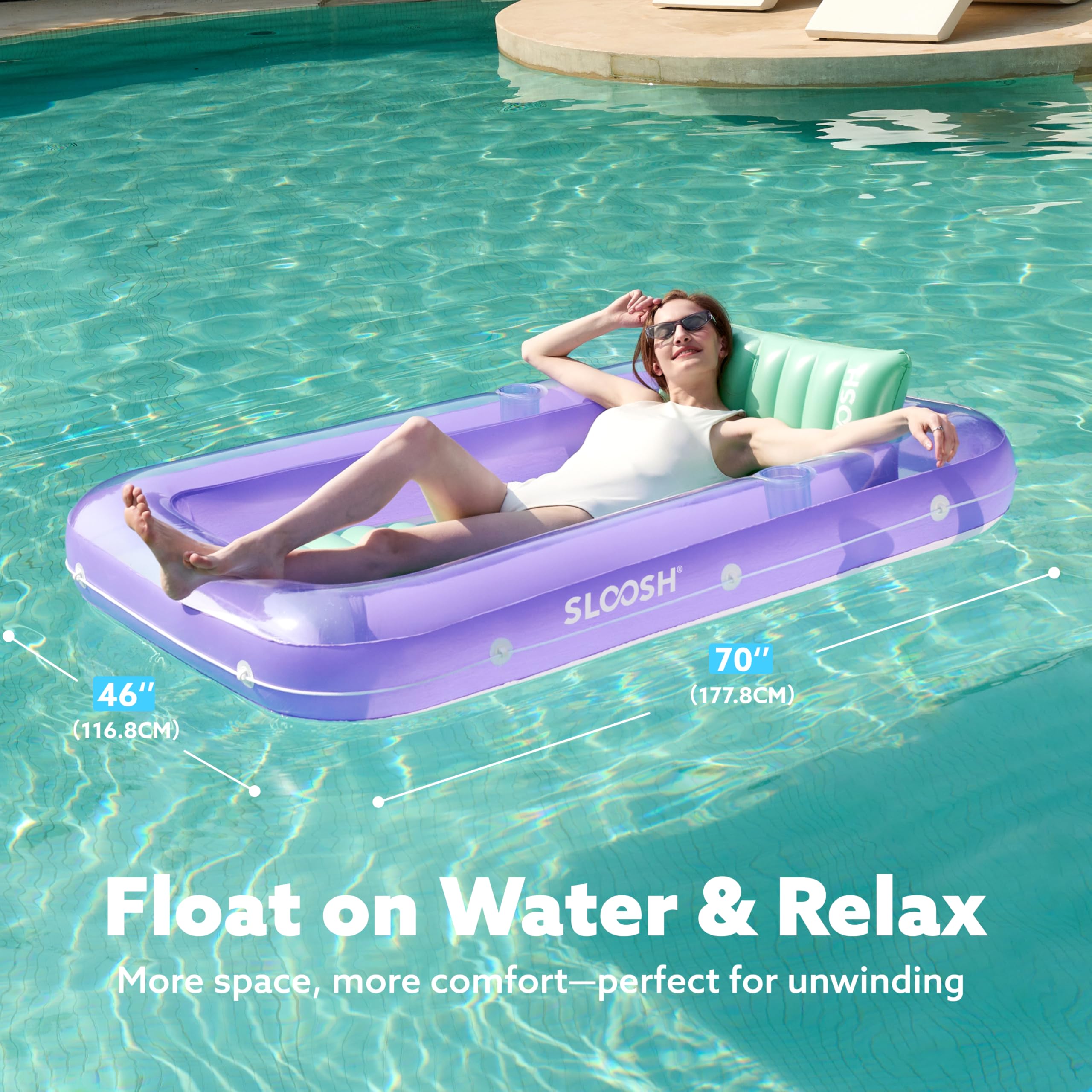 Sloosh lounger features removable pillow and ribbed cushion for ergonomic comfort