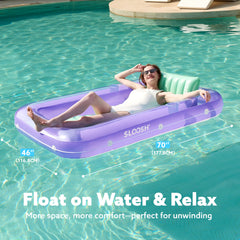 Sloosh lounger features removable pillow and ribbed cushion for ergonomic comfort