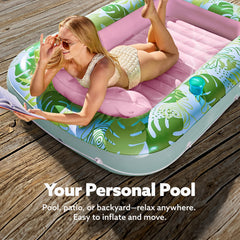 Sloosh tanning pool lounger with ribbed air cushion base cradling the body.