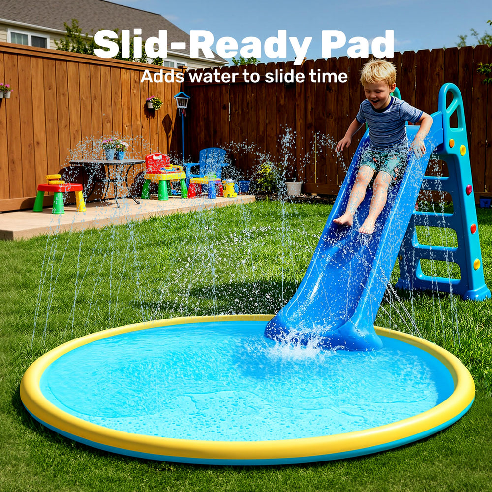 Sloosh family-friendly sprinkler mat helps everyone stay cool and entertained