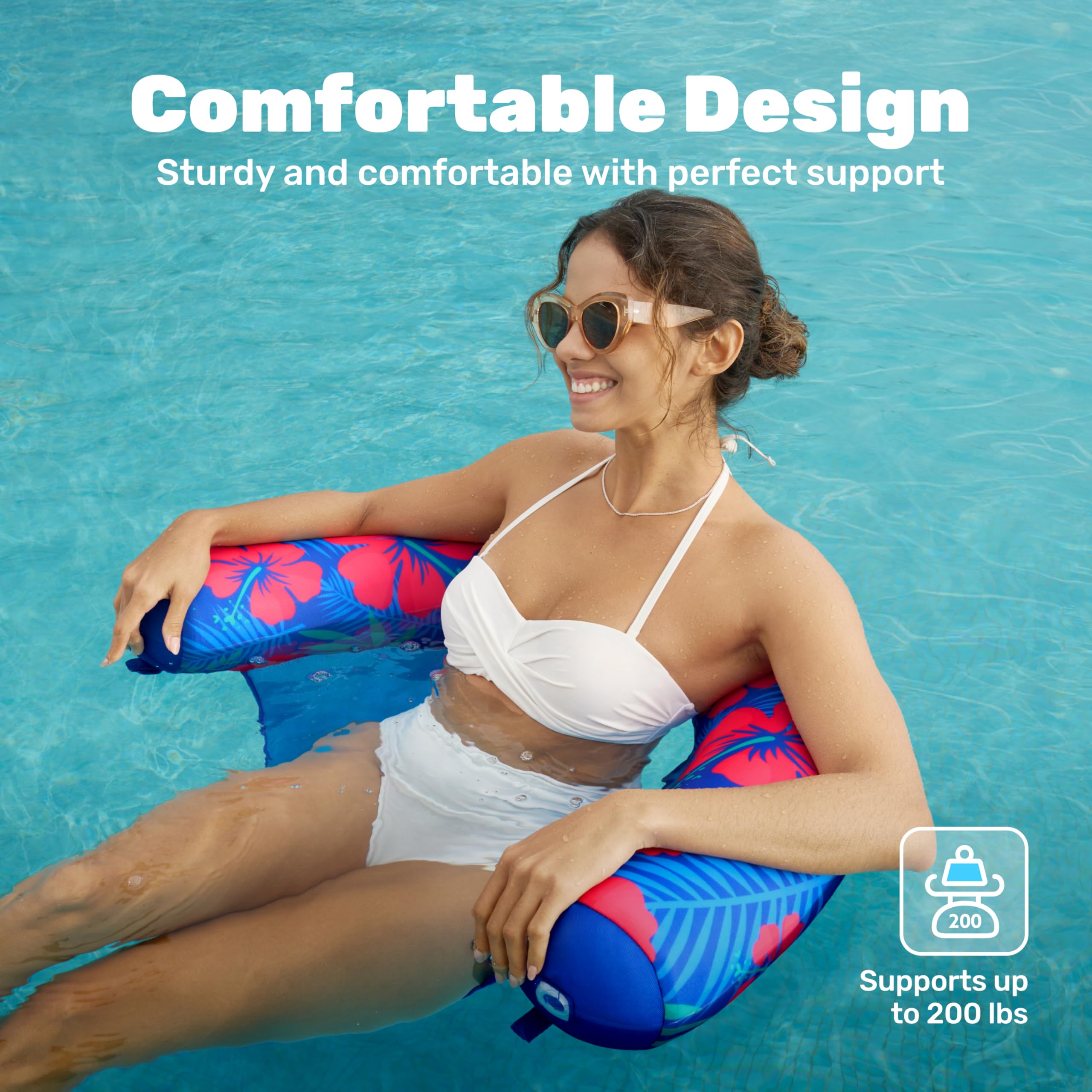 Sloosh soft fabric chair seat staying cool while you float.