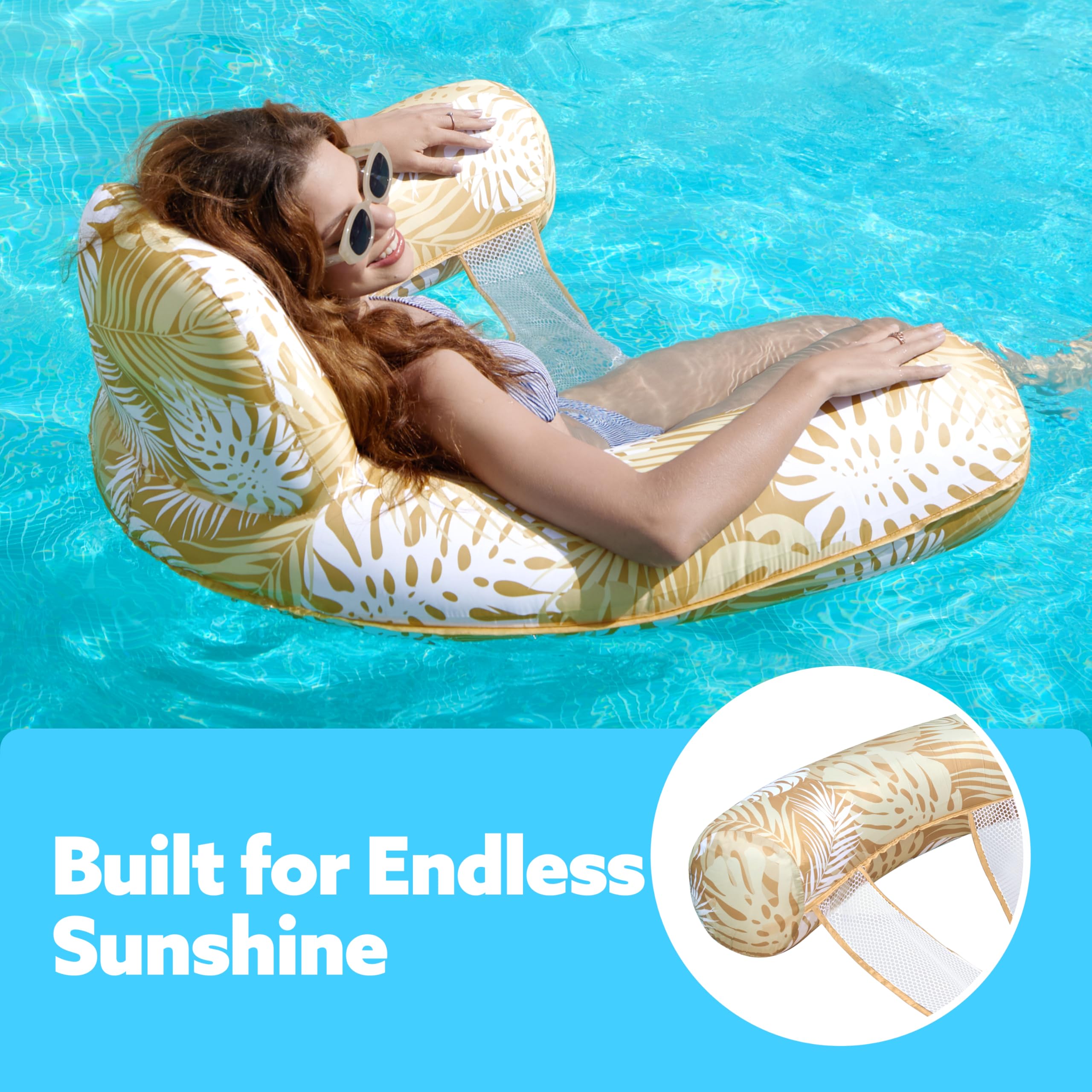 Sloosh soft fabric cover with champagne leaves for comfortable, stylish relaxation.