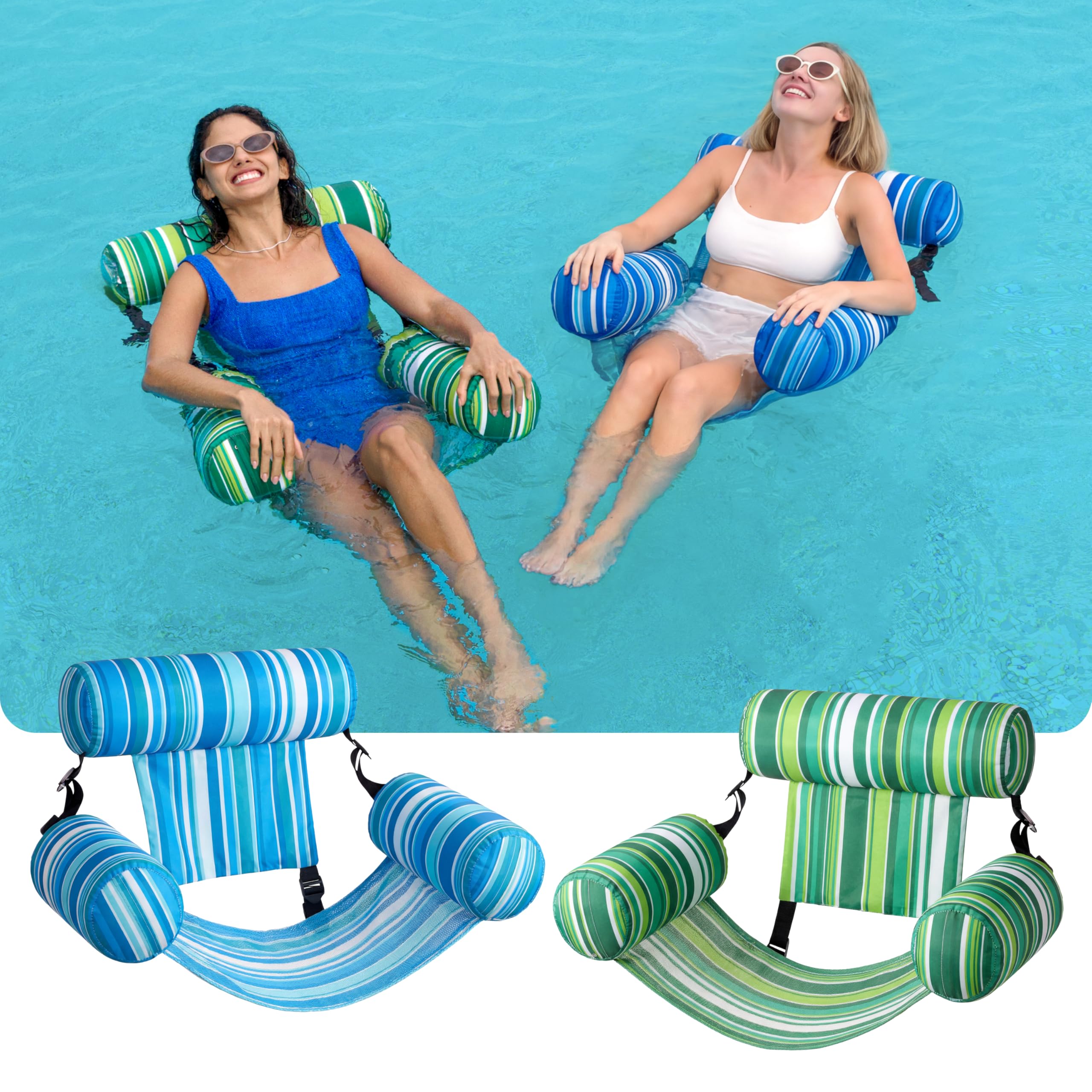 Sloosh pool float chair stripe with soft fabric cover for comfortable lounging.