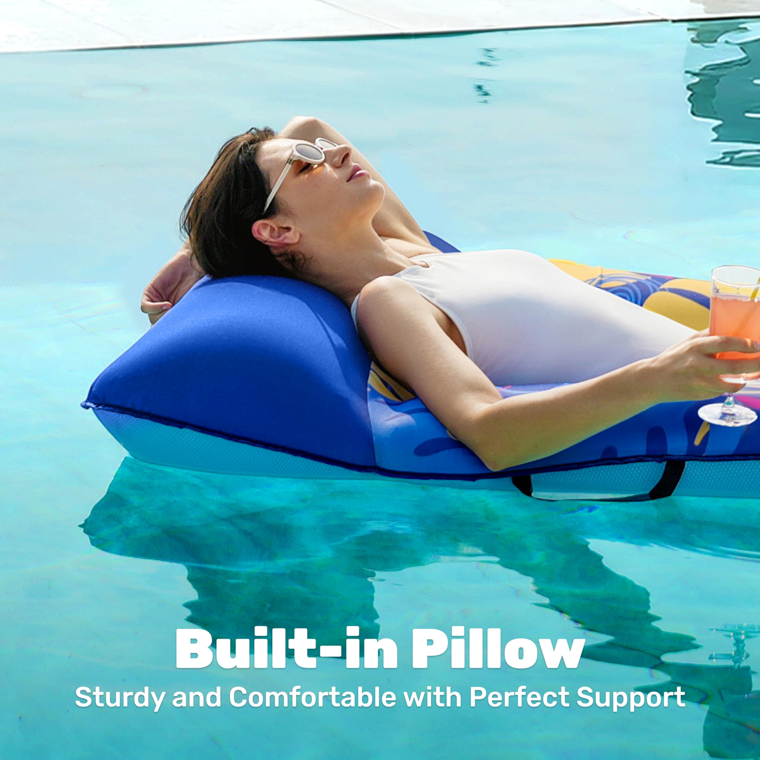Sloosh soft fabric-covered surface provides plush relaxation while floating