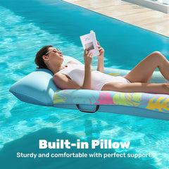 SLOOSH soft fabric-covered pool float supports comfortable all-day relaxation.