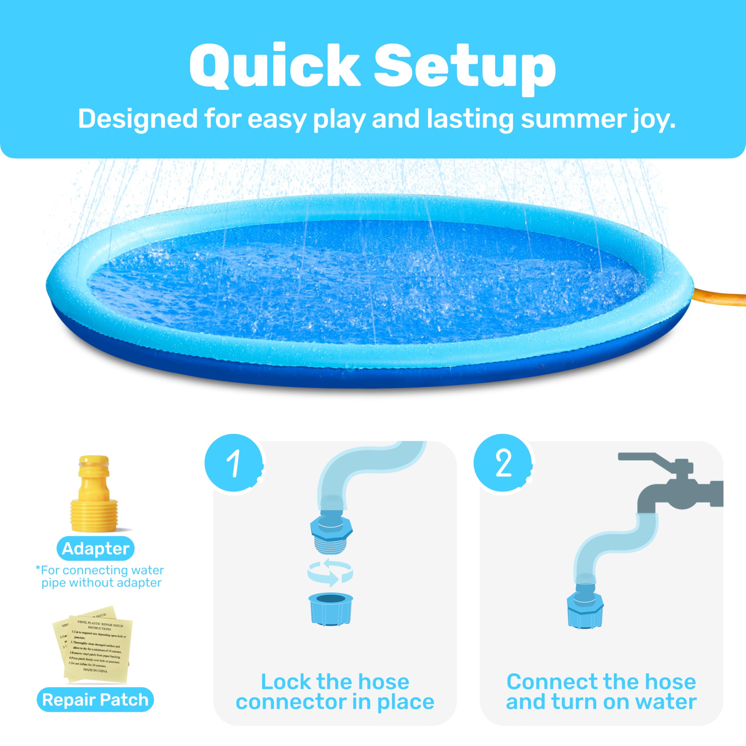 Sloosh splash pad non-slip texture reduces slips during water fun.