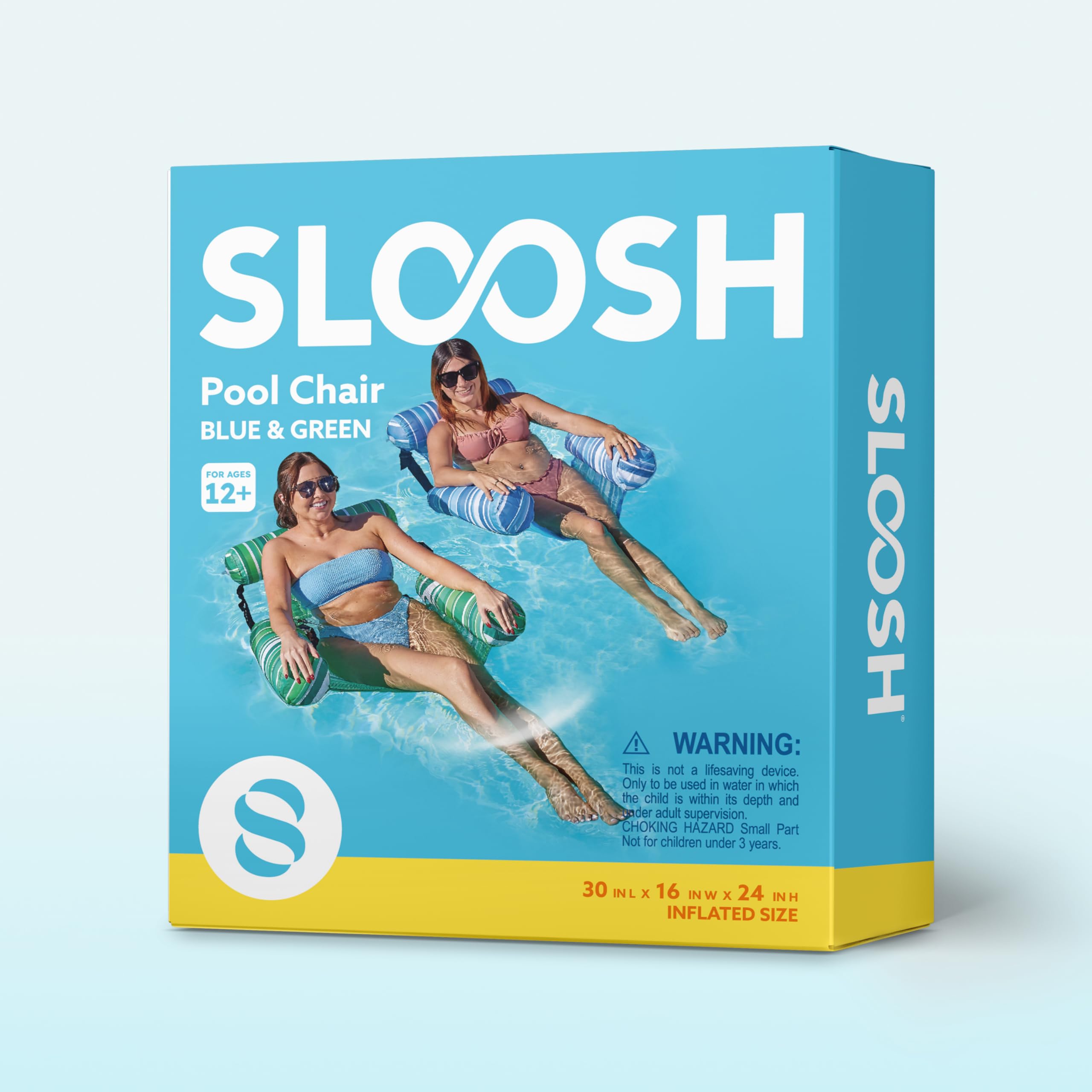 Sloosh stripe adult water chair for durable portable pool fun.