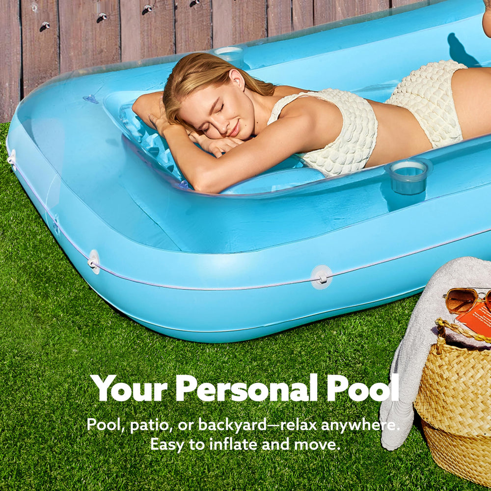 Sloosh tanning float features drink holders for easy refreshment during sun sessions.
