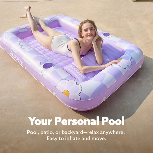 Sloosh lounger with removable pillow delivers ergonomic support for relaxed poolside lounging.