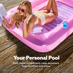 Sloosh tanning pool lounger showing two drink holders for beverages poolside