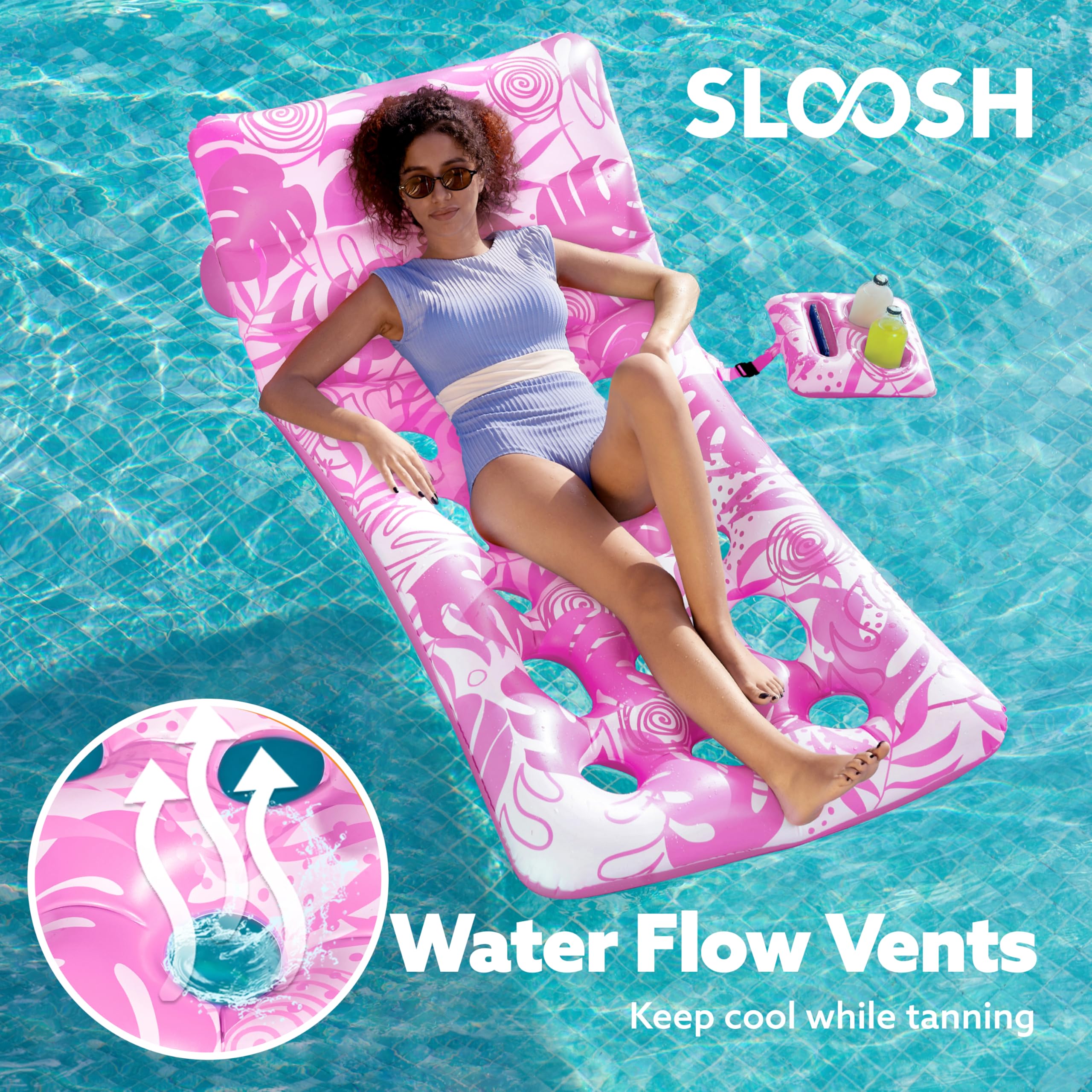 Sloosh tropical leaves design lounge float adding stylish poolside vibe