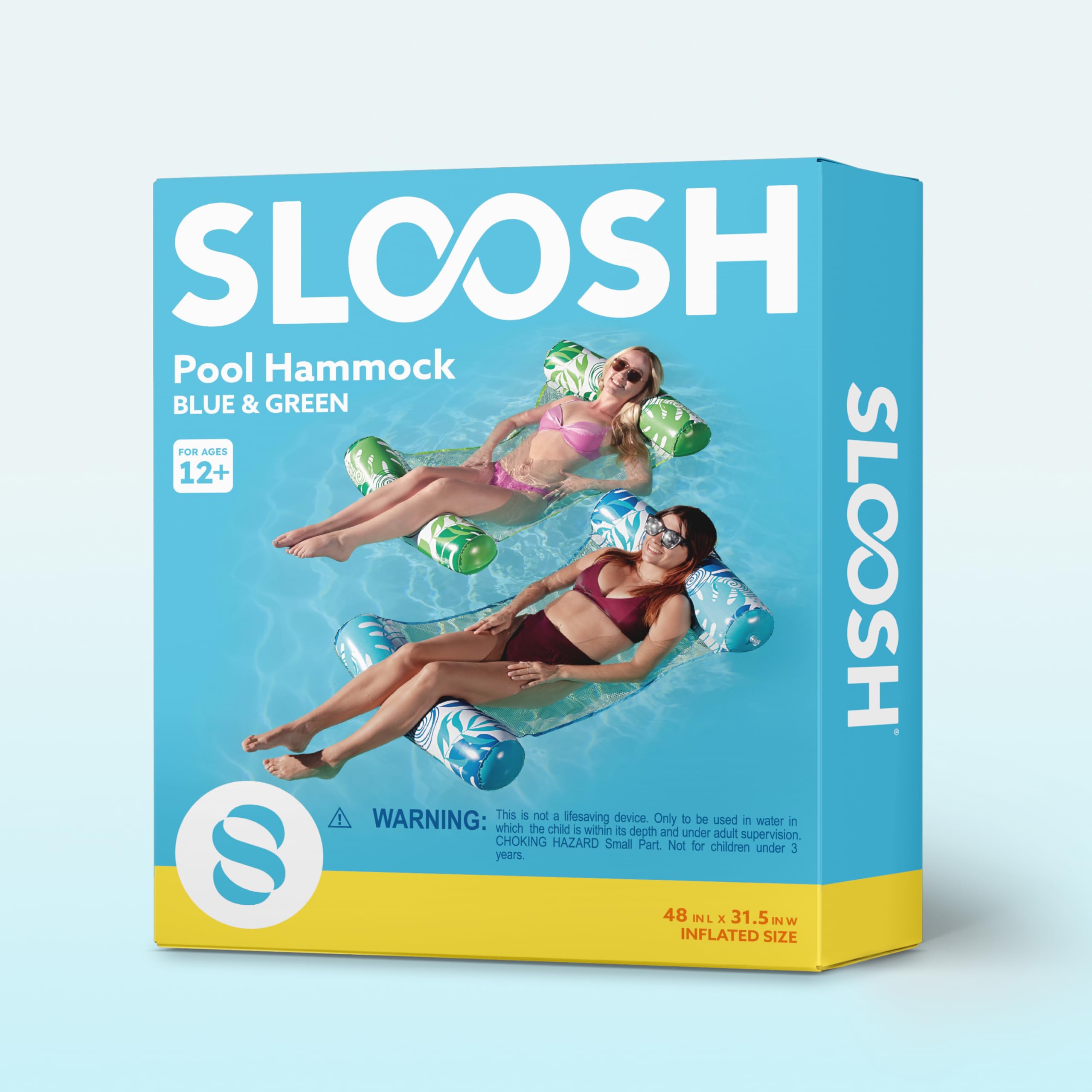 Sloosh tropical leaves float in action-ready blue-green hues for vacation vibes