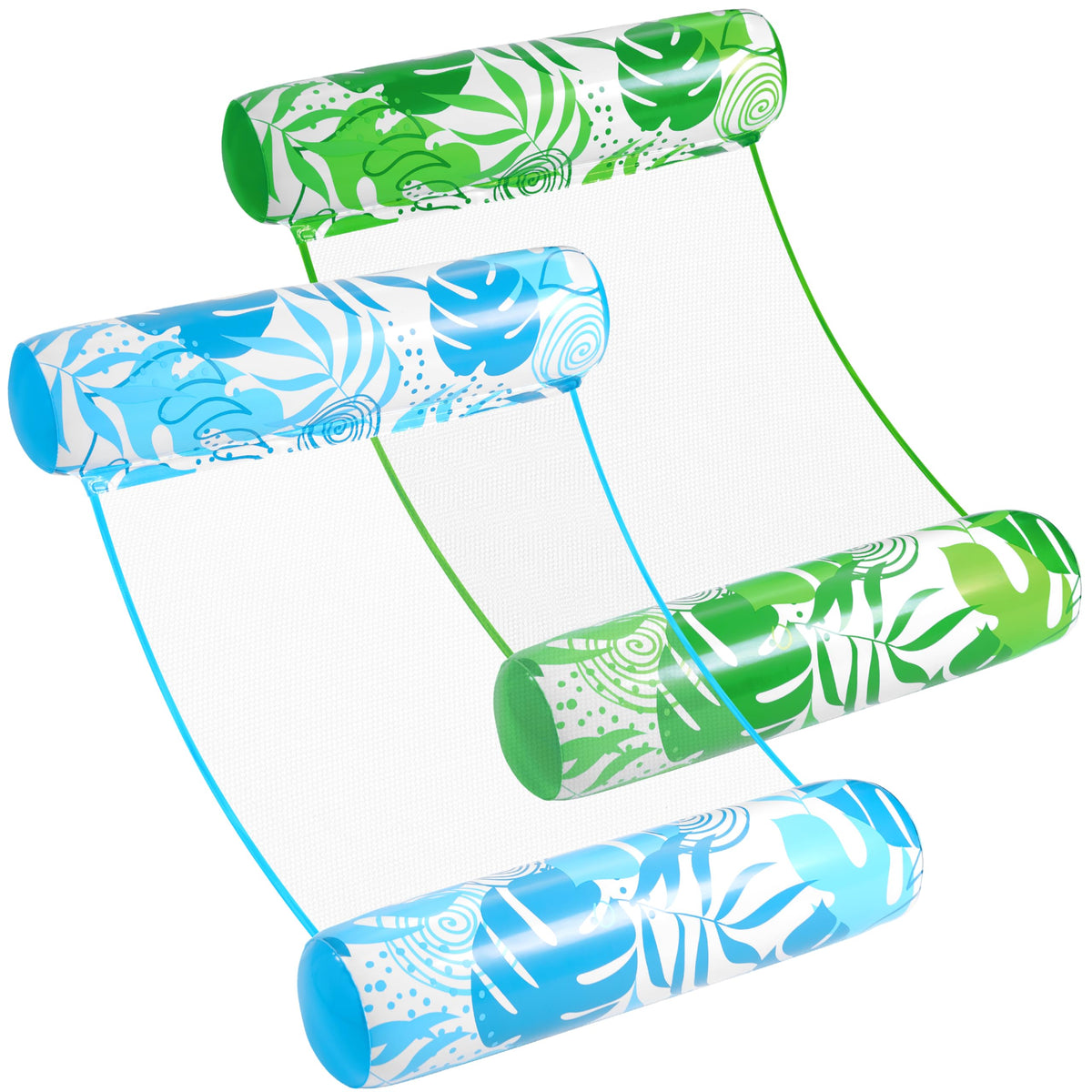 Sloosh tropical leaves hammock pool float in blue-green for relaxing water lounging