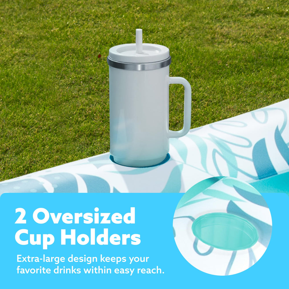 sloosh lounge with two drink holders keeps beverages accessible.