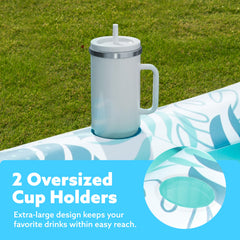 sloosh lounge with two drink holders keeps beverages accessible.