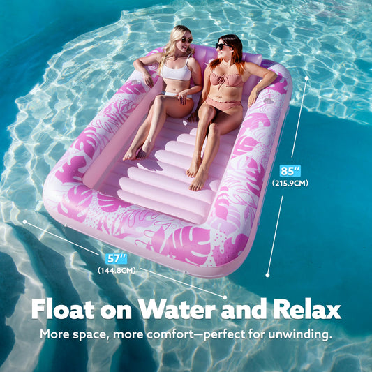 Sloosh two-person pool float with removable pillow for comfortable tandem lounging.